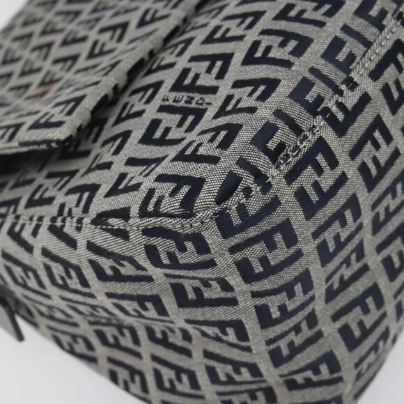 FENDI Zucchino Canvas Mamma Baguette Shoulder Bag Navy Auth 113562V - Picture 3 of 16